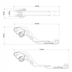 YMT1127+N1027 : Barracuda Brake and Clutch Lever Kit 2017-2022 Yamaha MT07