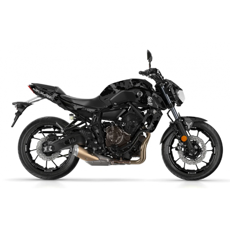 DYNAMIK18-NOIR-GRIS : BurnOut Dynamik Stickers 2018-2020 Yamaha MT07