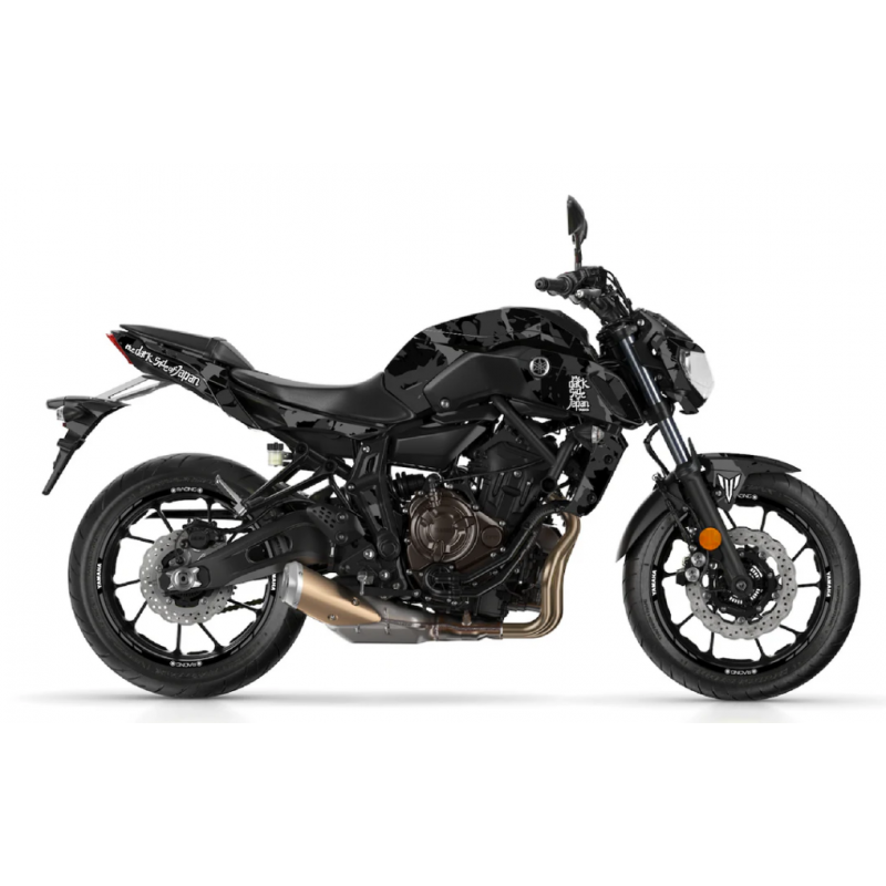 DYNAMIK21-NOIR-GRIS : BurnOut Dynamik Stickers 2021-2025 Yamaha MT07