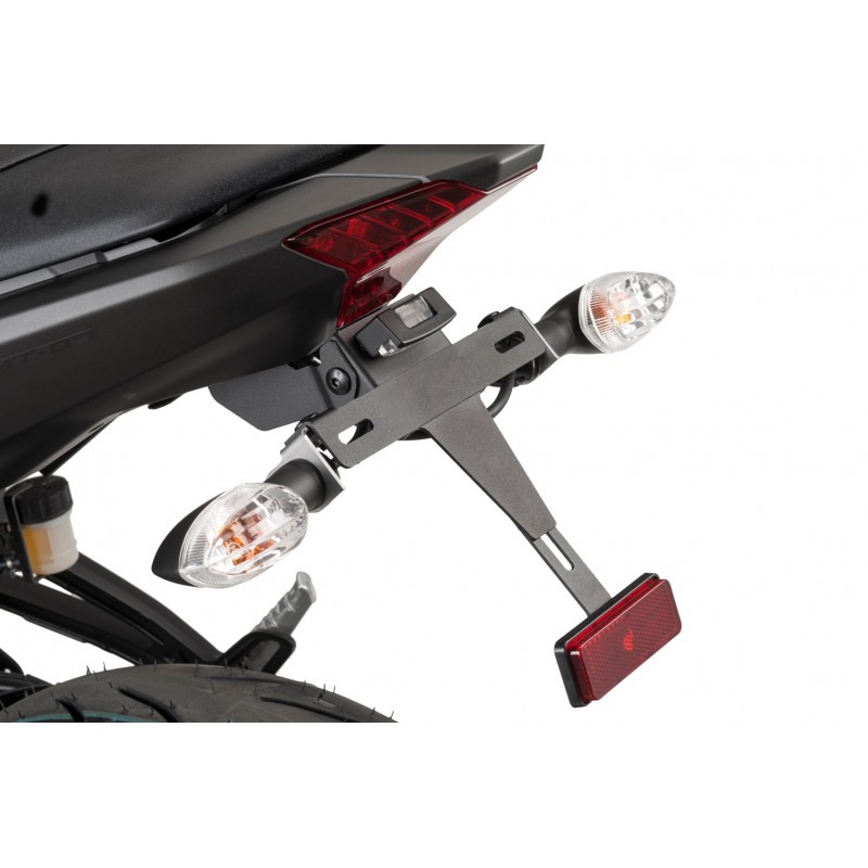PACK1-SUP-PLAQUE-MT07 : Complete License Plate Holder Kit Puig 2018-2020 Yamaha MT07